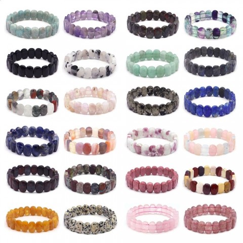 Amethyst Healing Energy Bracelets for Women - 8x14mm Natural Square Beads