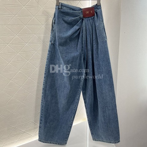 Designer Leather Label Women's Casual Wide Leg Vintage Washed Loose Jeans