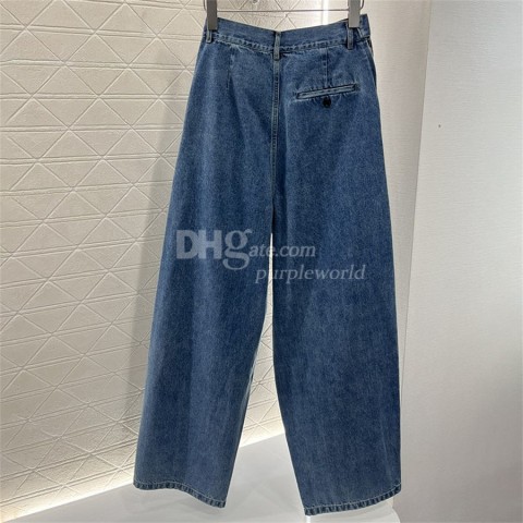 Designer Leather Label Women's Casual Wide Leg Vintage Washed Loose Jeans