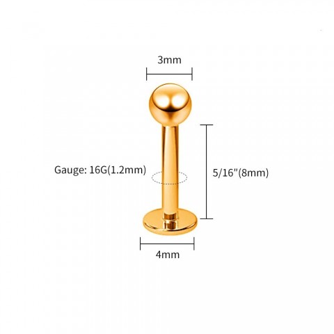 ASTM F136 Right Large Internal Thread Ball Navel Ring 3mm - Monroe Lip Piercing