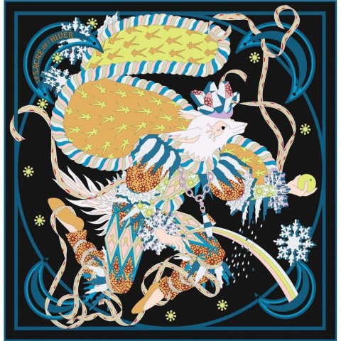 Elegant 90cm Gothic Twill Silk Scarf for Women, Animal Horse Design, Fashion Shawl
