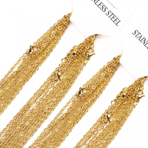 LUXUSTEEL Premium Women's Stainless Steel O Shape Rolo Link Cuban necklace, 10Pcs Lot, 2mm & 1mm