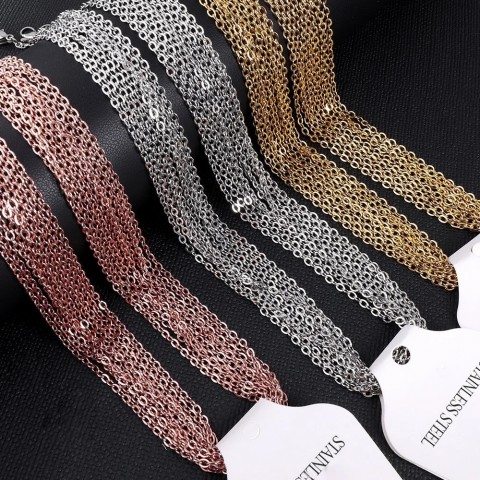 LUXUSTEEL Premium Women's Stainless Steel O Shape Rolo Link Cuban necklace, 10Pcs Lot, 2mm & 1mm