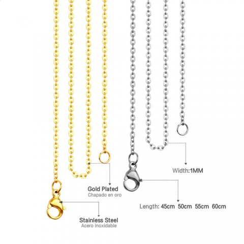 LUXUSTEEL Premium Women's Stainless Steel O Shape Rolo Link Cuban necklace, 10Pcs Lot, 2mm & 1mm