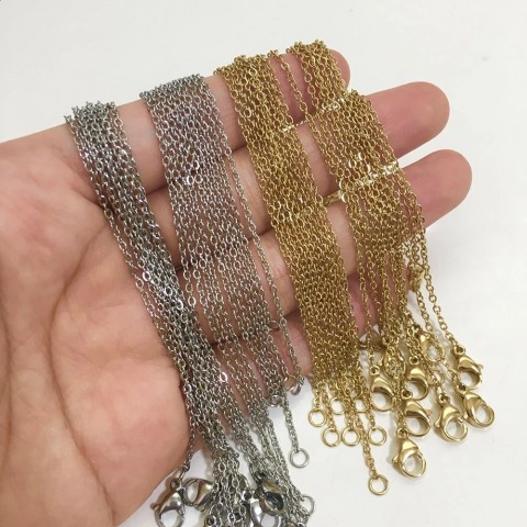 LUXUSTEEL Premium Women's Stainless Steel O Shape Rolo Link Cuban necklace, 10Pcs Lot, 2mm & 1mm
