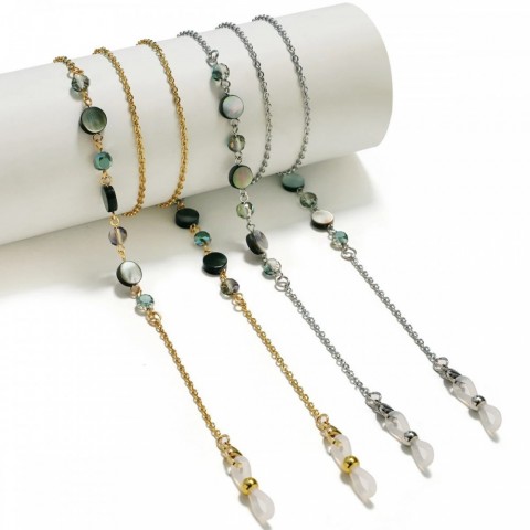 Fashion Gold Shell Crystal Women Eyewear Chain Mask Sunglasses Lanyard