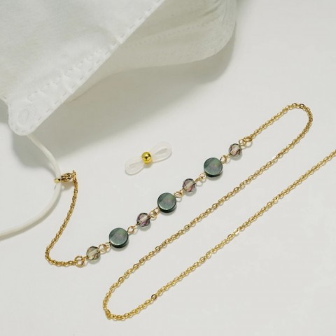 Fashion Gold Shell Crystal Women Eyewear Chain Mask Sunglasses Lanyard
