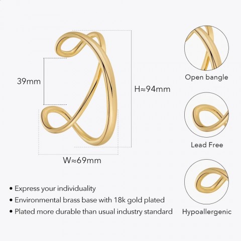 ENFASHION Gold Punk Bangle Bracelet for Women, Fashion Jewelry, Beach Style