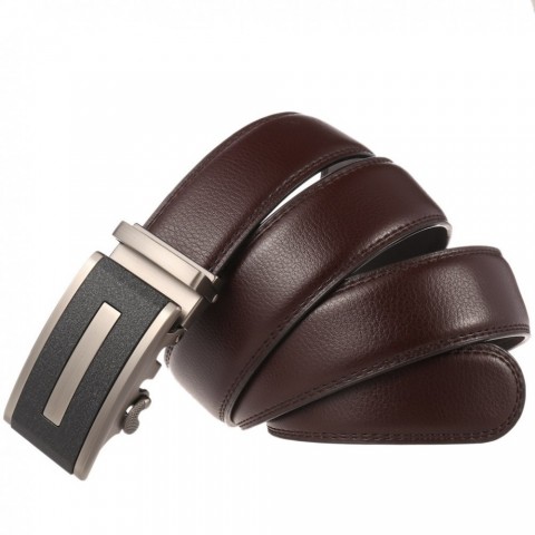 Elegant Real Leather Automatic Buckle Belt for Men - Black & 4 Colors Available