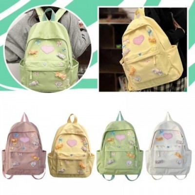 Trendy Women's Large Heart Bow School Backpack with Zipper Closure for Teens and Girls