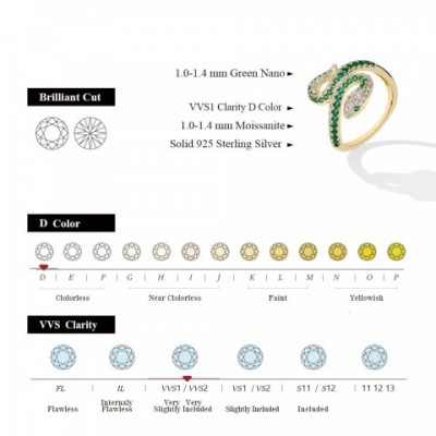ATTAGEMS Unisex Snake Design Wedding Ring in Sterling Silver with Full Diamond D VVS1 Inlay