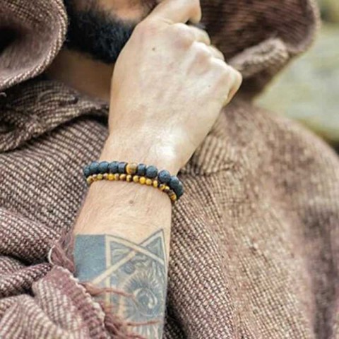 Volcanic Stone Beaded Bracelet for Men and Women - Gothic Style Lava Jewelry New Arrival