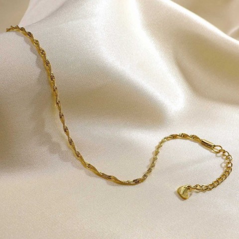 W241217 Unique Wave Stainless Steel Waterproof Necklace for Women