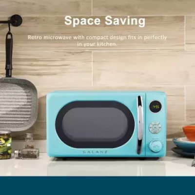Retro Blue Compact 700W Countertop Microwave, 0.7 Cu ft, New
