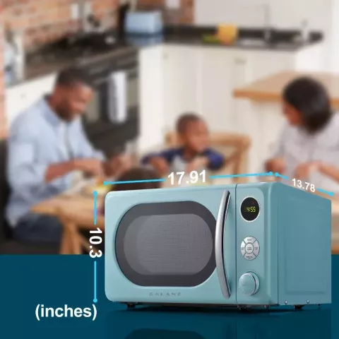 Retro Blue Compact 700W Countertop Microwave, 0.7 Cu ft, New