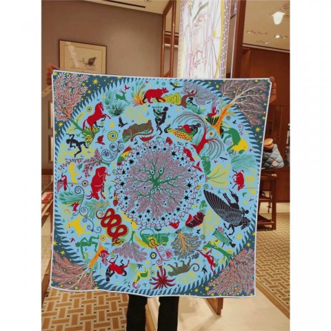 Elegant 90cm Gothic Twill Silk Scarf for Women, Animal Horse Design, Fashion Shawl