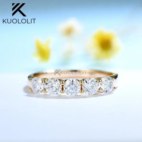 Kuololit Women's Solid 18K 14K Yellow Gold D/VVS1 Round Wedding Engagement Ring 1.3CTW 250218