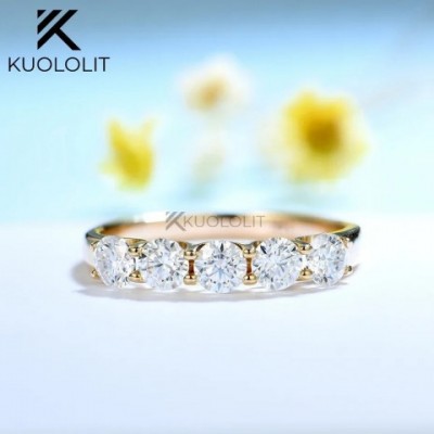 Kuololit Women's Solid 18K 14K Yellow Gold D/VVS1 Round Wedding Engagement Ring 1.3CTW 250218
