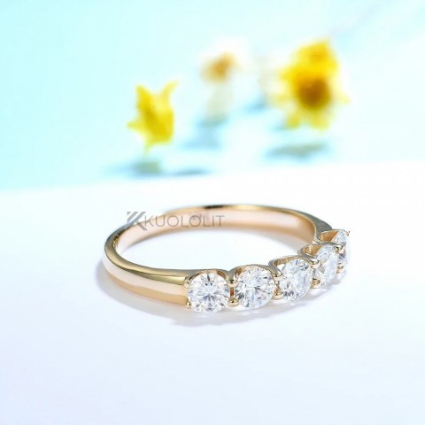 Kuololit Women's Solid 18K 14K Yellow Gold D/VVS1 Round Wedding Engagement Ring 1.3CTW 250218