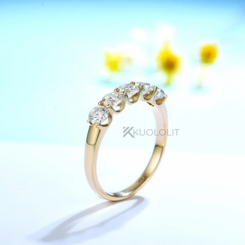 Kuololit Women's Solid 18K 14K Yellow Gold D/VVS1 Round Wedding Engagement Ring 1.3CTW 250218
