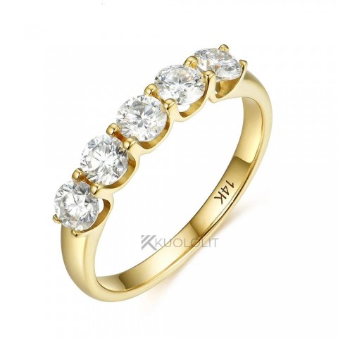 Kuololit Women's Solid 18K 14K Yellow Gold D/VVS1 Round Wedding Engagement Ring 1.3CTW 250218