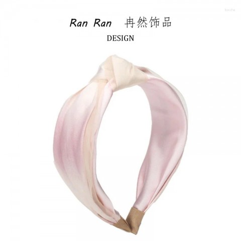 Elegant Gradient Green Pink Women Hair Clips & High Top Headband