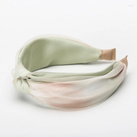 Elegant Gradient Green Pink Women Hair Clips & High Top Headband