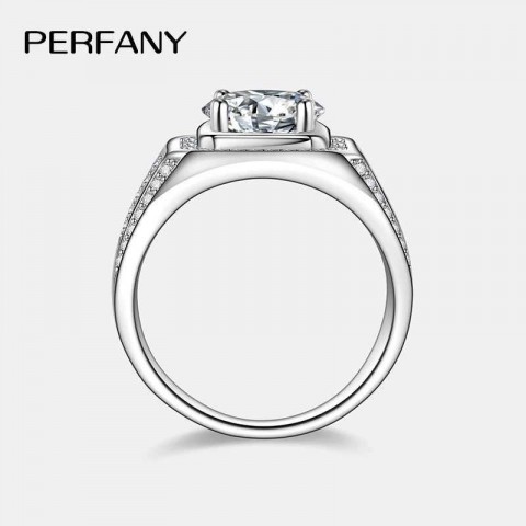 Perfany Men's 2/5CT Moissanite Engagement Ring in S925 Silver with Bright Diamonds