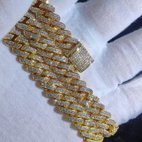 Elegant 10mm CZ Stone Cuban Link Chain, Silver Gold Plated Iced Out Necklace for Men and Women 250318