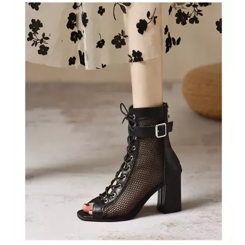 Women's Stylish Mesh High Heel Dance Sandals with Breathable Design