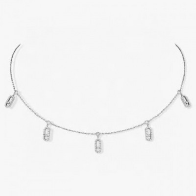 Elegance in Gold: Women's V-Gold Full Diamond Sliding Necklace with Gift Box