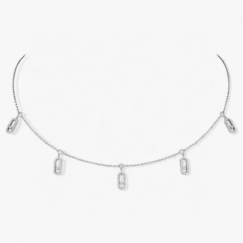 Elegance in Gold: Women's V-Gold Full Diamond Sliding Necklace with Gift Box