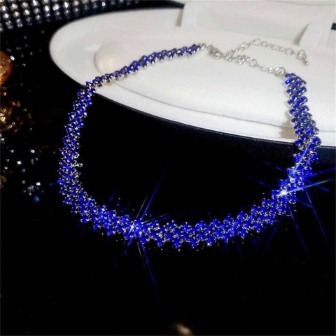 Fyuan Fashion Women's Geometric Pendant Necklace, Red AB Crystal Water Diamond