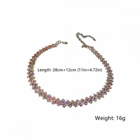 Fyuan Fashion Women's Geometric Pendant Necklace, Red AB Crystal Water Diamond