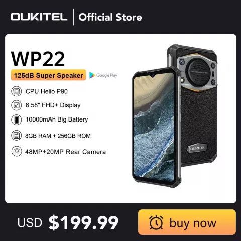 Oukitel WP22 Rugged Smartphone 6.58" FHD Display 10000mAh Battery