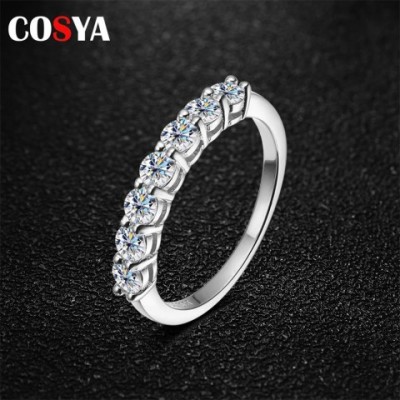 COSYA Women's D Color 0.7ct 3mm Sterling Silver Diamond Wedding Ring