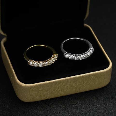 COSYA Women's D Color 0.7ct 3mm Sterling Silver Diamond Wedding Ring