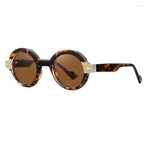 Round Acetate Elastic Temples Sunglasses with Blue Light Protection for Men