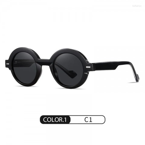 Round Acetate Elastic Temples Sunglasses with Blue Light Protection for Men