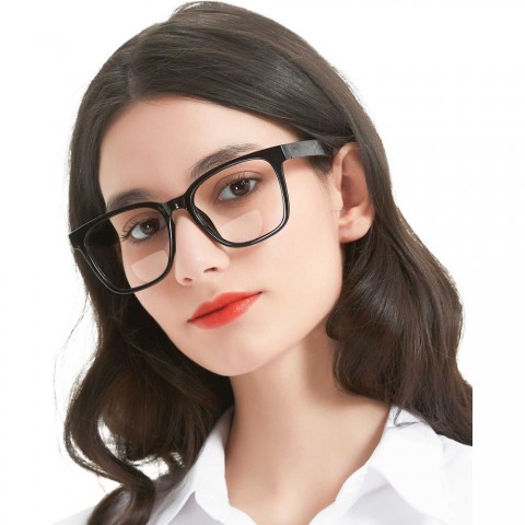 Large Curved Square Frame Women's Anti-Blue Light Reading Glasses for Presbyopia