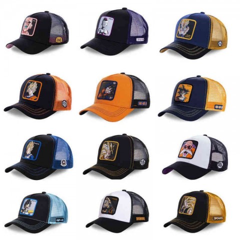 Anime Goten Cartoon Mesh Snapback Cap - High-Quality Curved Brim Unisex Baseball Hat