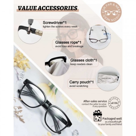 Large Curved Square Frame Women's Anti-Blue Light Reading Glasses for Presbyopia