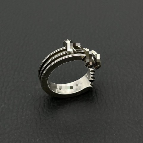 Designer Cluster Ring with Three Crosses and Flowers, Rhodium Plated, Unisex