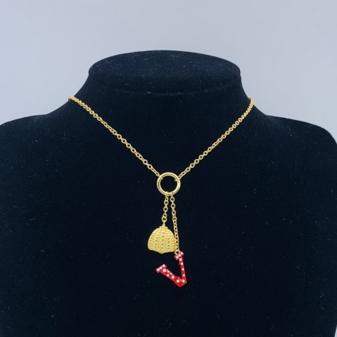 Enamel Letter Blessing Pendant Necklace, Unisex Charm Drop Ship, 18K Gold Plated