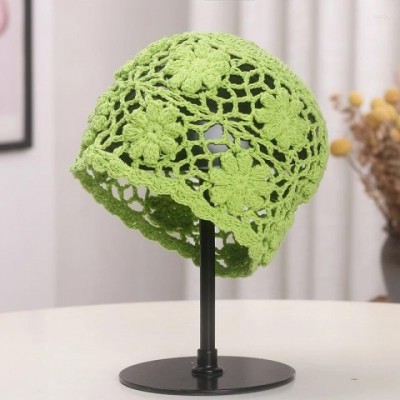 Wide Brim Hand Crocheted Women's Summer Hat with Hollow Flower Design