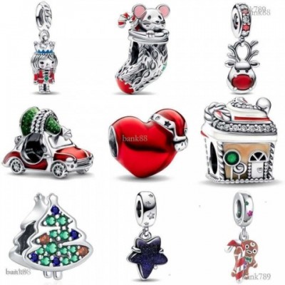 Heart-Shaped Christmas Tree Pendant Charms in 925 Silver for DIY Jewelry Making