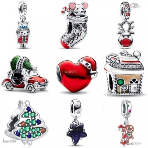 Heart-Shaped Christmas Tree Pendant Charms in 925 Silver for DIY Jewelry Making