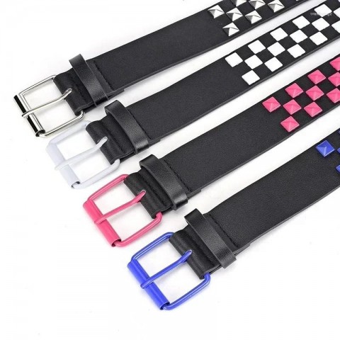 PU Leather Hip-Hop Punk Women's Belt, Y2K Trend, 3.8cm Width, Fashion Belt for Jeans