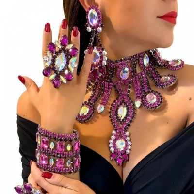 Purple Crystal Wedding Jewelry Set for Women