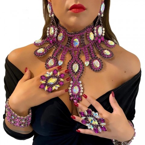 Purple Crystal Wedding Jewelry Set for Women